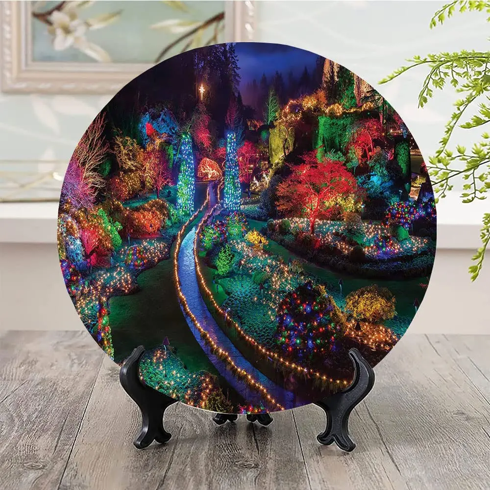 Ceramic Display Plate, Garden Ceramic Hanging Decorative Plate, Colorful Festive Nature, Household Custom Ceramic Plate