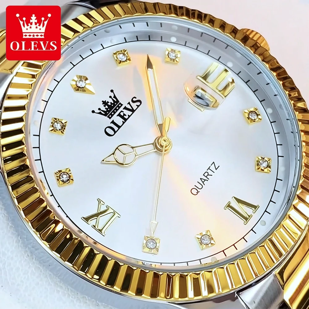 OLEVS Orologi da uomo 5606G Top Brand Classico Moda Orologio al quarzo originale per uomo Texture Lunetta filettata Impermeabile Data luminosa