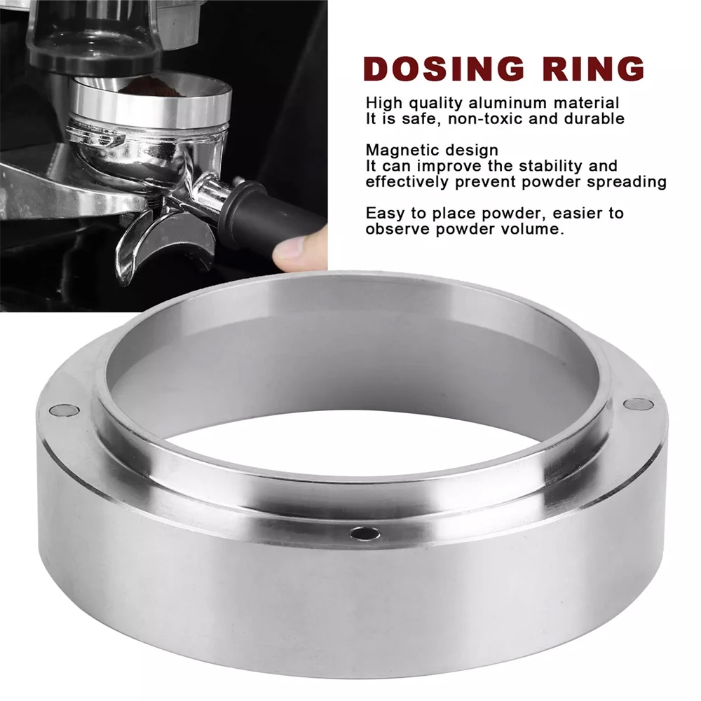 Aluminum Dosing Ring 58MM/53MM/51MM Espresso Coffee Dosing Ring Brewing Bowl Coffee Powder Basket Spoon Tool Coffee Accessaries