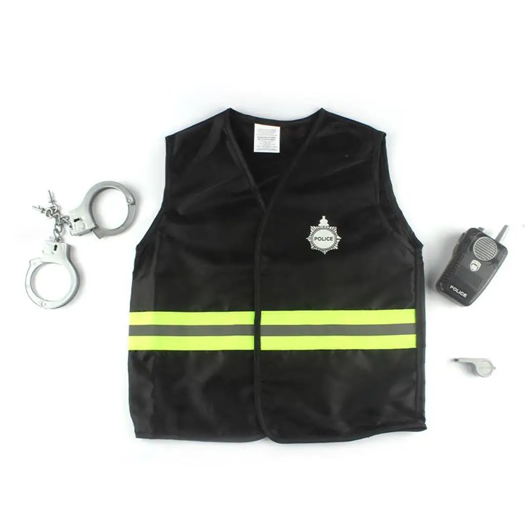 Children Police Officer Role Play Cosplay Educational Simulation Vest Boys Girls Halloween Costume Set