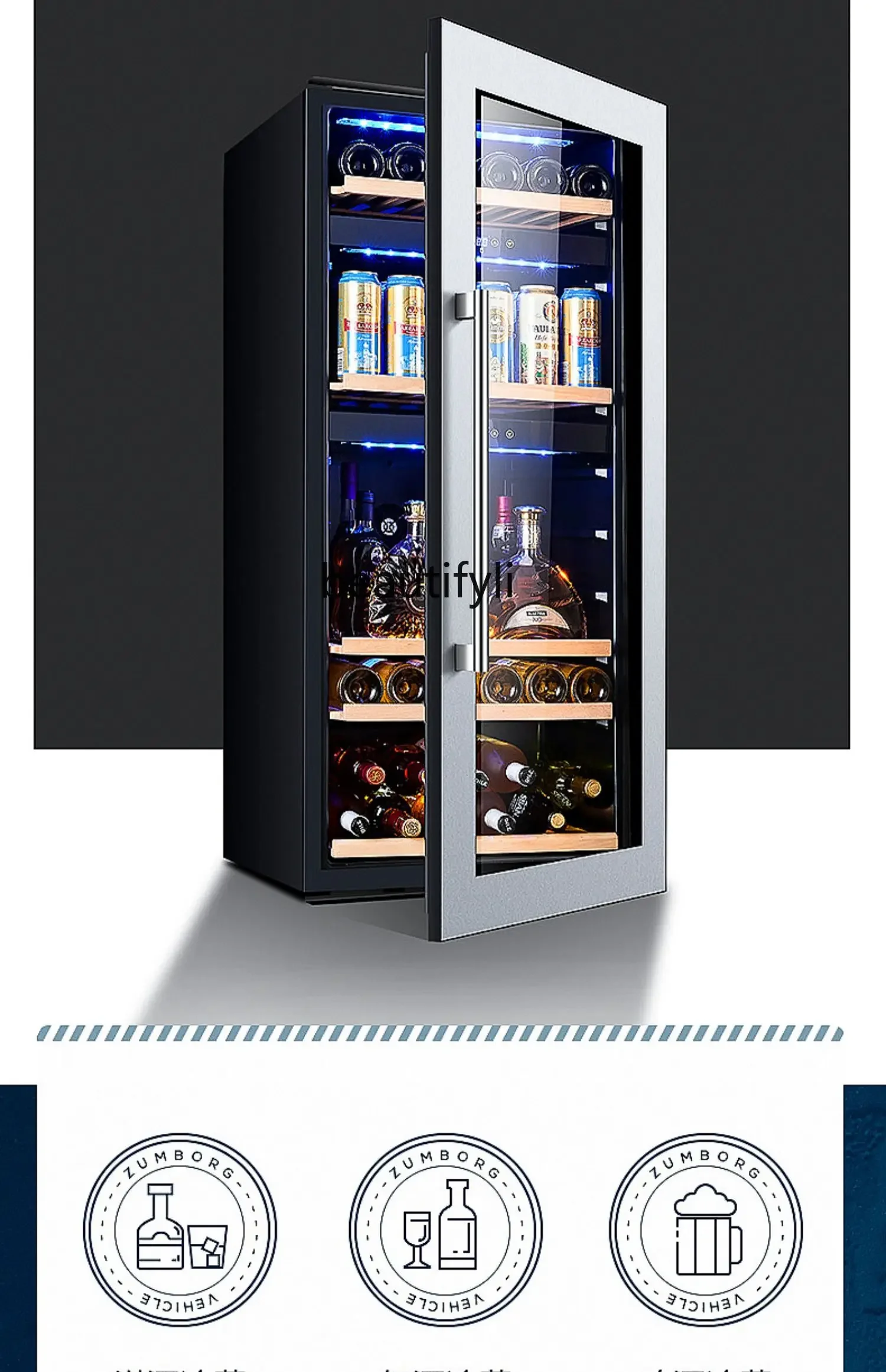 A61 Embedded wine cabinet, constant temperature wine cabinet, refrigerated ice bar, household small transparent glass refrigerat