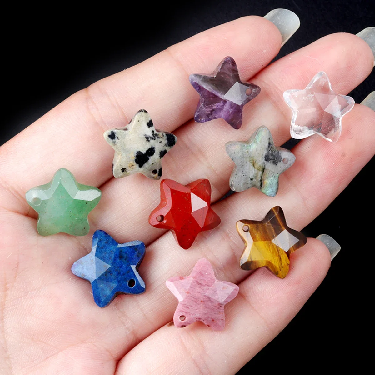 2 PCS Star Shape Natural Stone Flash Labradorite Beads Pendant 14x14mm Jewelry Making DIY Necklace Earrings Accessories Gift