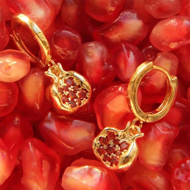 Pomegranate Pendant Earrings/Necklace Elegant Zircons Fruit Jewelry for Women Dropsale