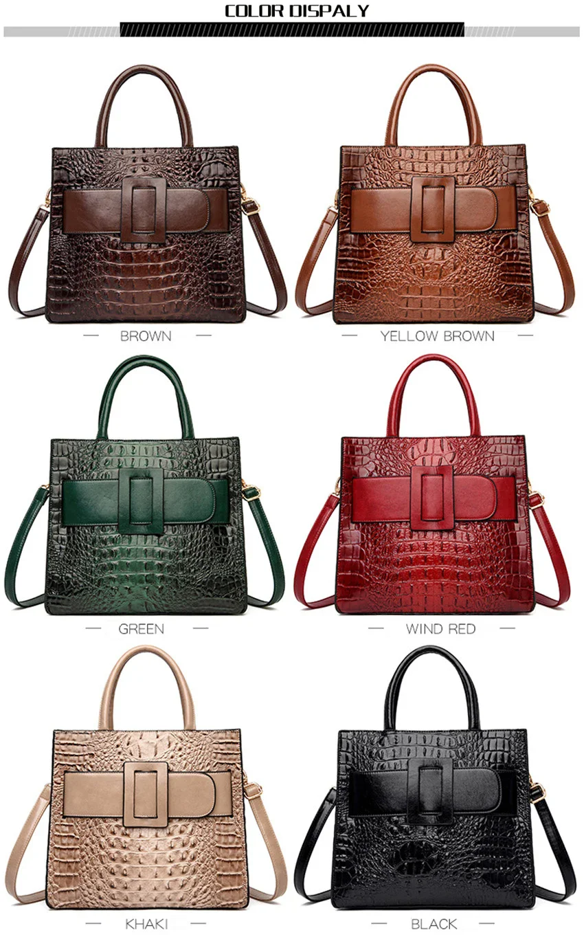 Skórzana torebka ze wzorem krokodyla Luksusowa projektantka damska torba na ramię typu crossbody Wysokiej jakości retro nowe luksusowe torebki z paskiem — zdjęcie 7