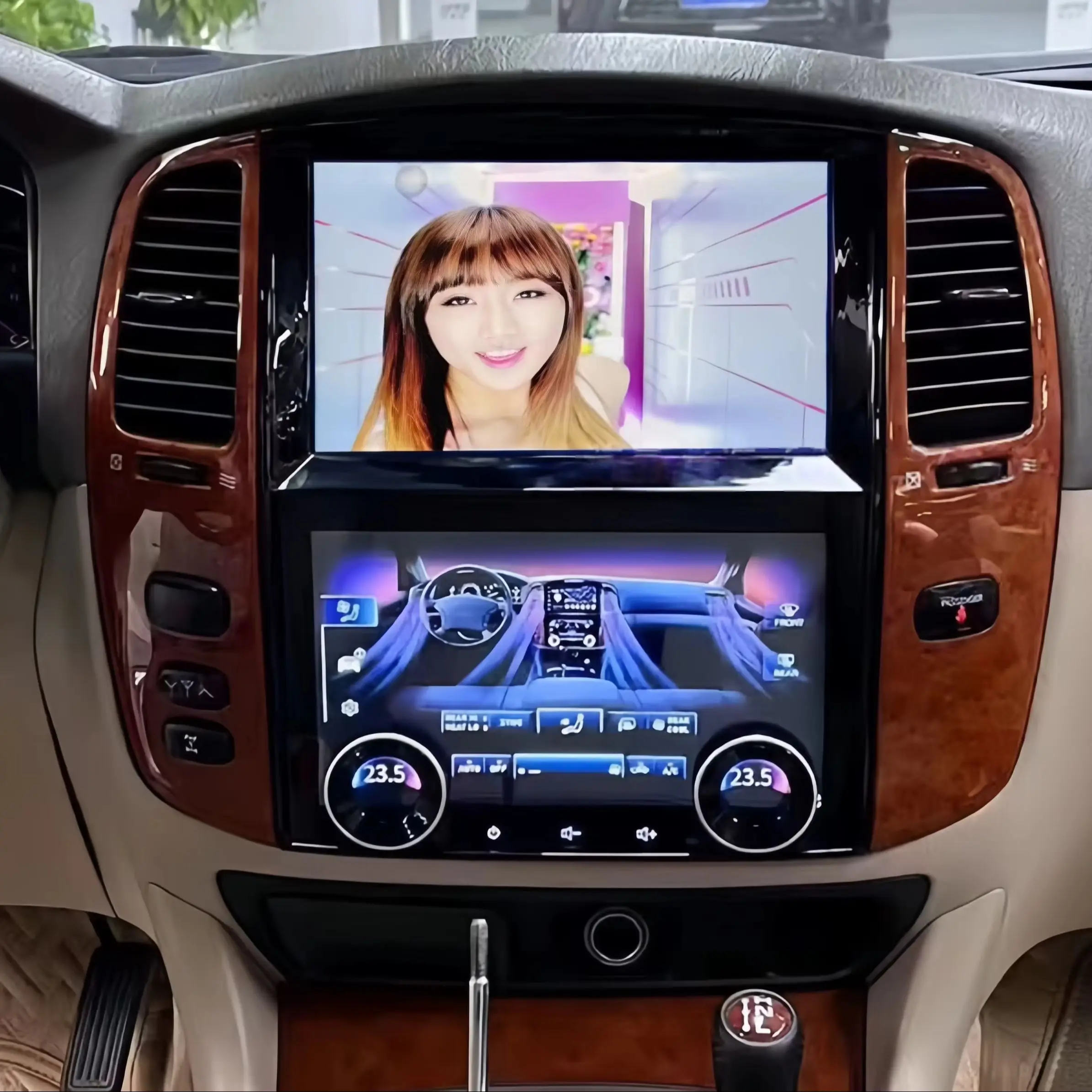 Android15 Car Dual Screen For Toyota Land Cruiser 100 LC100 Lexus LX470 1998-2007 Car Multimediawith Climate Control Screen