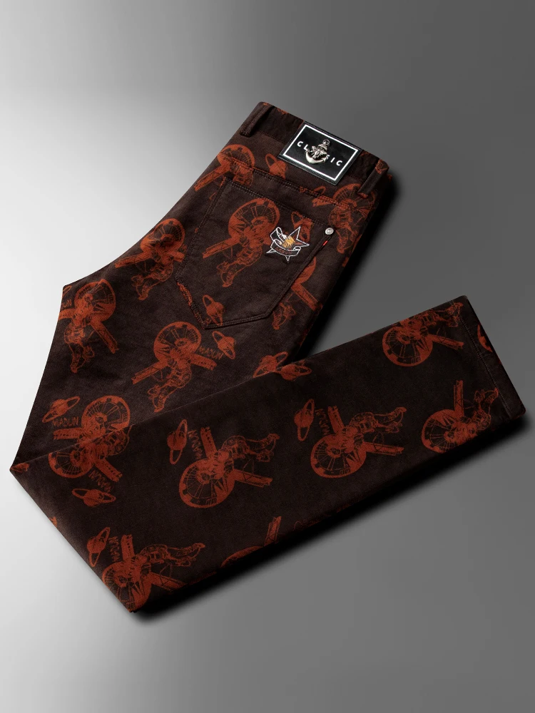 

Мужские вельветовые брюки Ja Charles Slim Fit: зимние, повседневные, модные, с вышивкой и принтом, трендовые, прямого кроя, из смесового хлопка