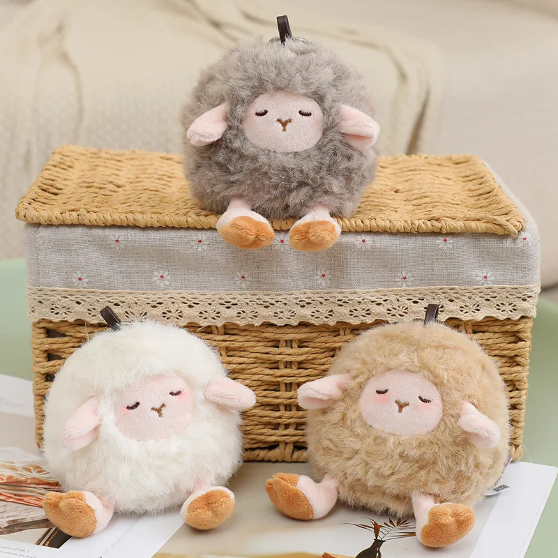 TreasuringU 3 Colours Lamb Plush Keychain Soft Round Sheep Stuffed Doll Cute Animal Plushie Keyring Bag Pendant Halloween Gifts