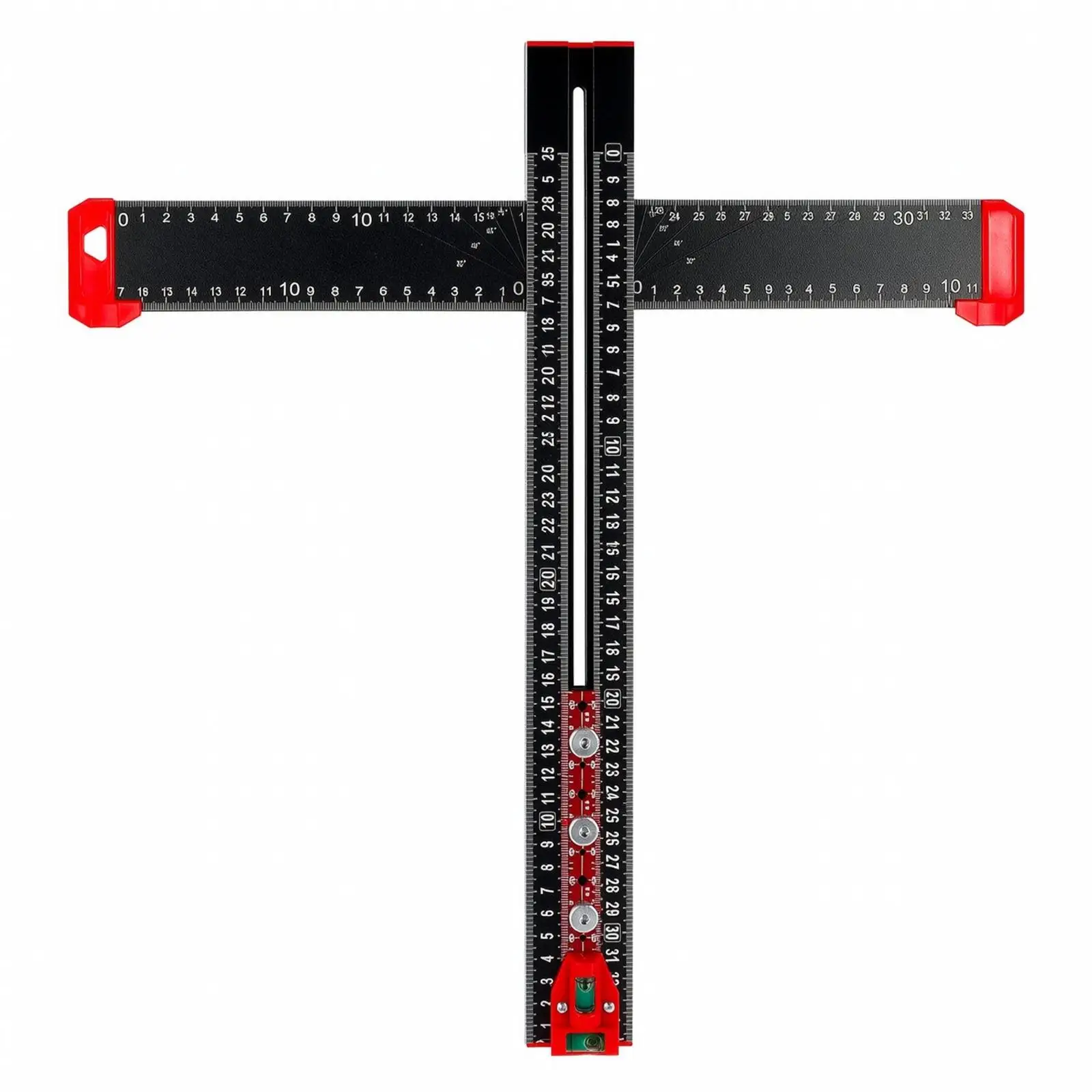 35cm Aluminum Positioning Ruler with Locking Guide and Dual Axis Level for Furniture Making Marking Angle Positioning and Drill