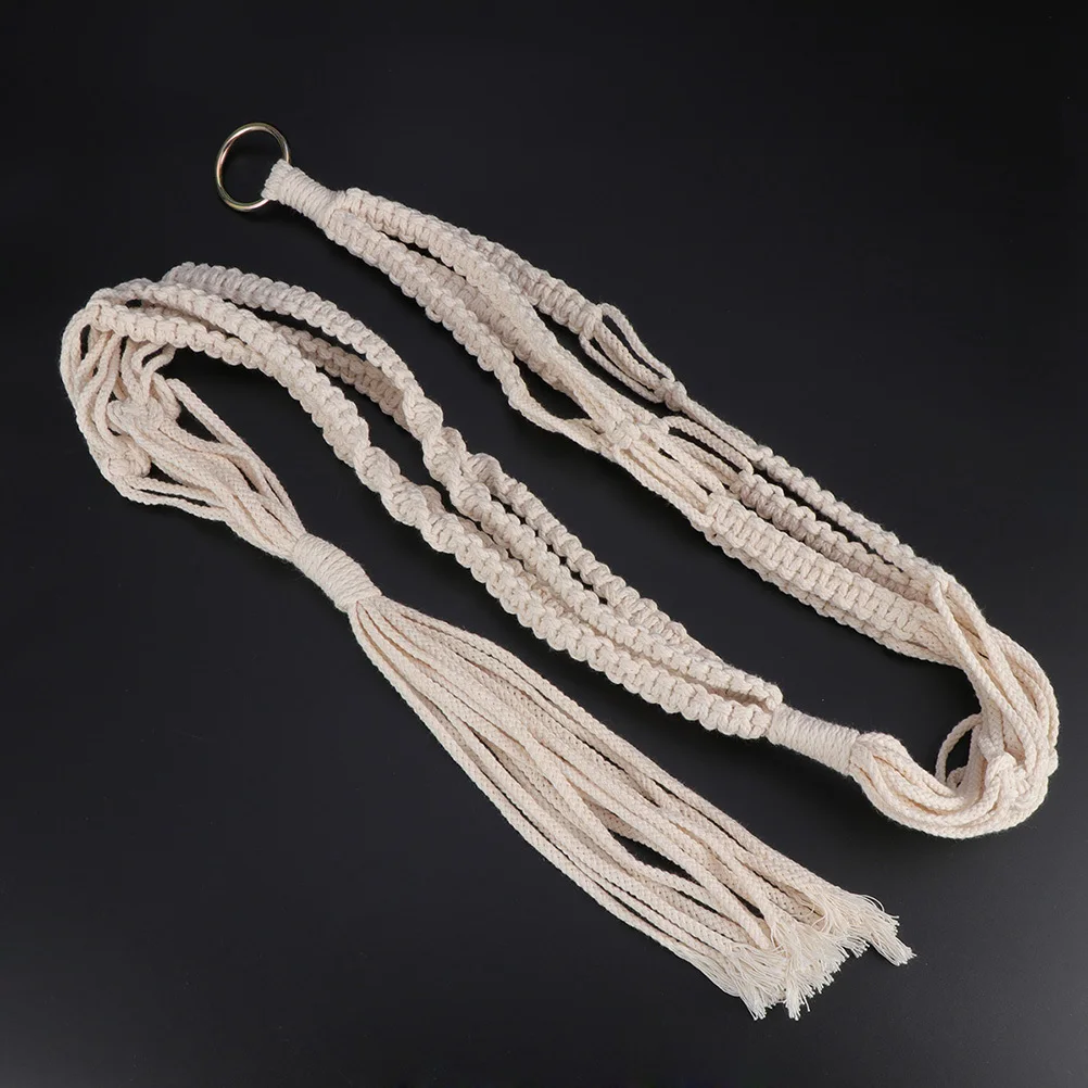 

Double Macrame Plant Hanger Cotton Rope Indoor Outdoor Hanging Planter for Round Square Pots Wall Art Decor No Pot Included