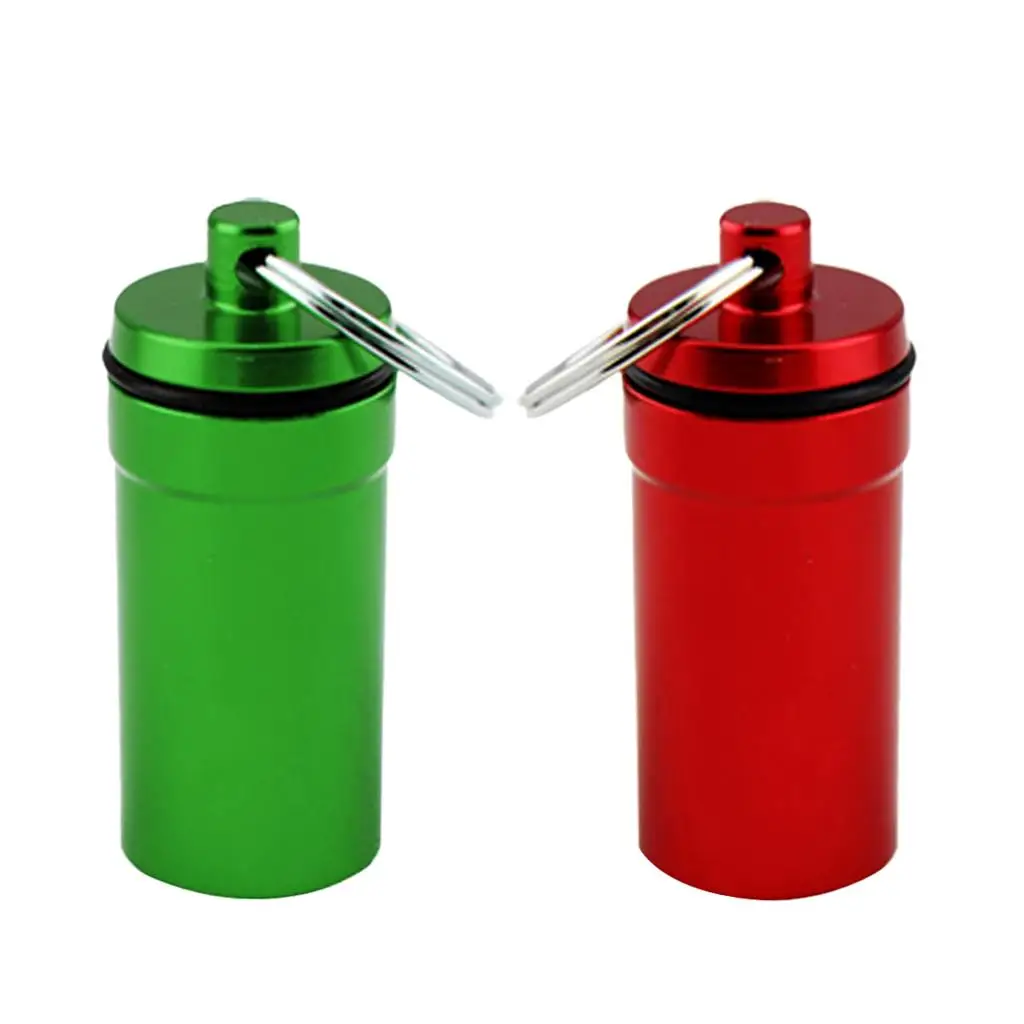 

Waterproof Capsule Organizer Aluminum Alloy Pill Case Keychain Holder Container Box for Outdoor Travel Emergency