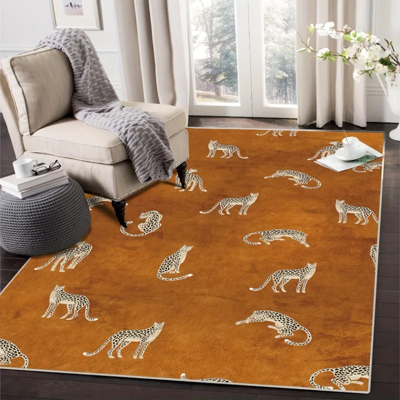 

Light Luxury Plush Lounge Rug Home Bedroom Decor Leopard Print Carpet Study Non-slip Mat Nordic Carpets for Living Room