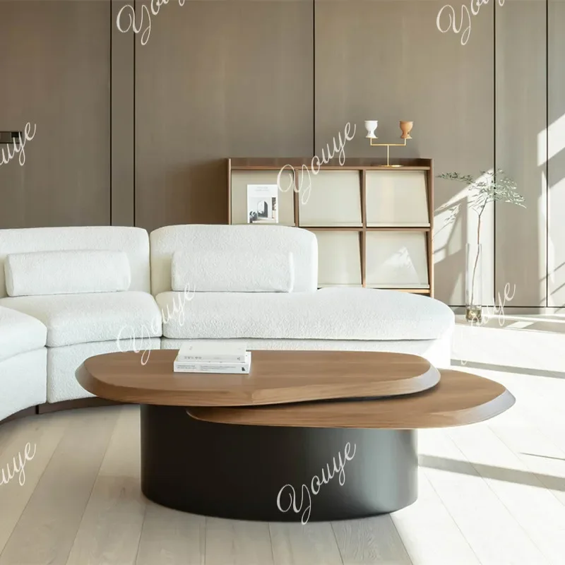 BJ XA Coffee Table Living Room Household New Small Apartment Minimalist Irregular Tea Table High-end Solid Wood Coffee Table