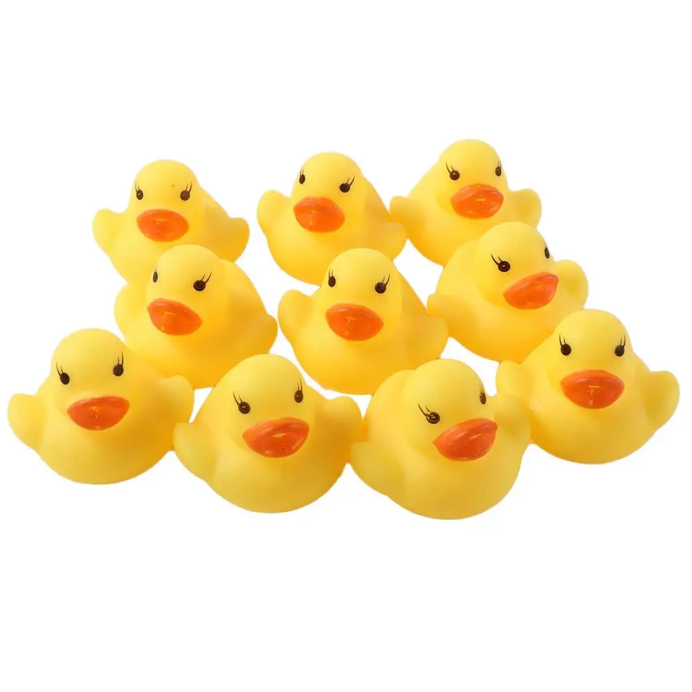 

Educational 10pcs/lot Duck Toys Swimming Pool Boys Girls Water Toys Bath Ducks Squeaky Rubber Ducks Yellow Ducks Baby Bath Toys