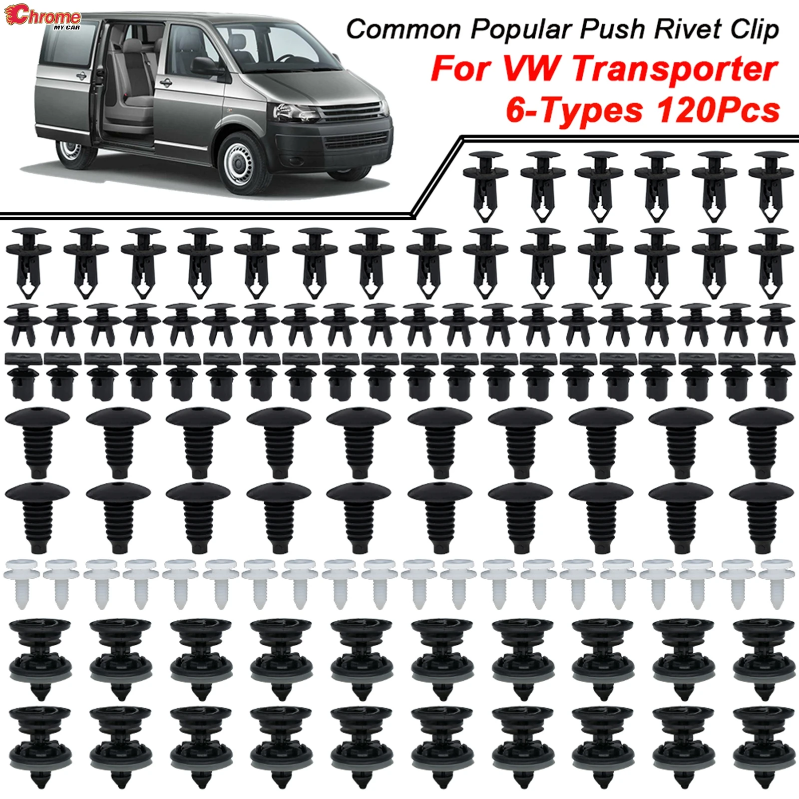 120x For VW Transporter T4 T5 T6 Car Trim Lining Clips Bumper Retainer Auto Engine Undertray Cover Fastener Plastic Push Rivets