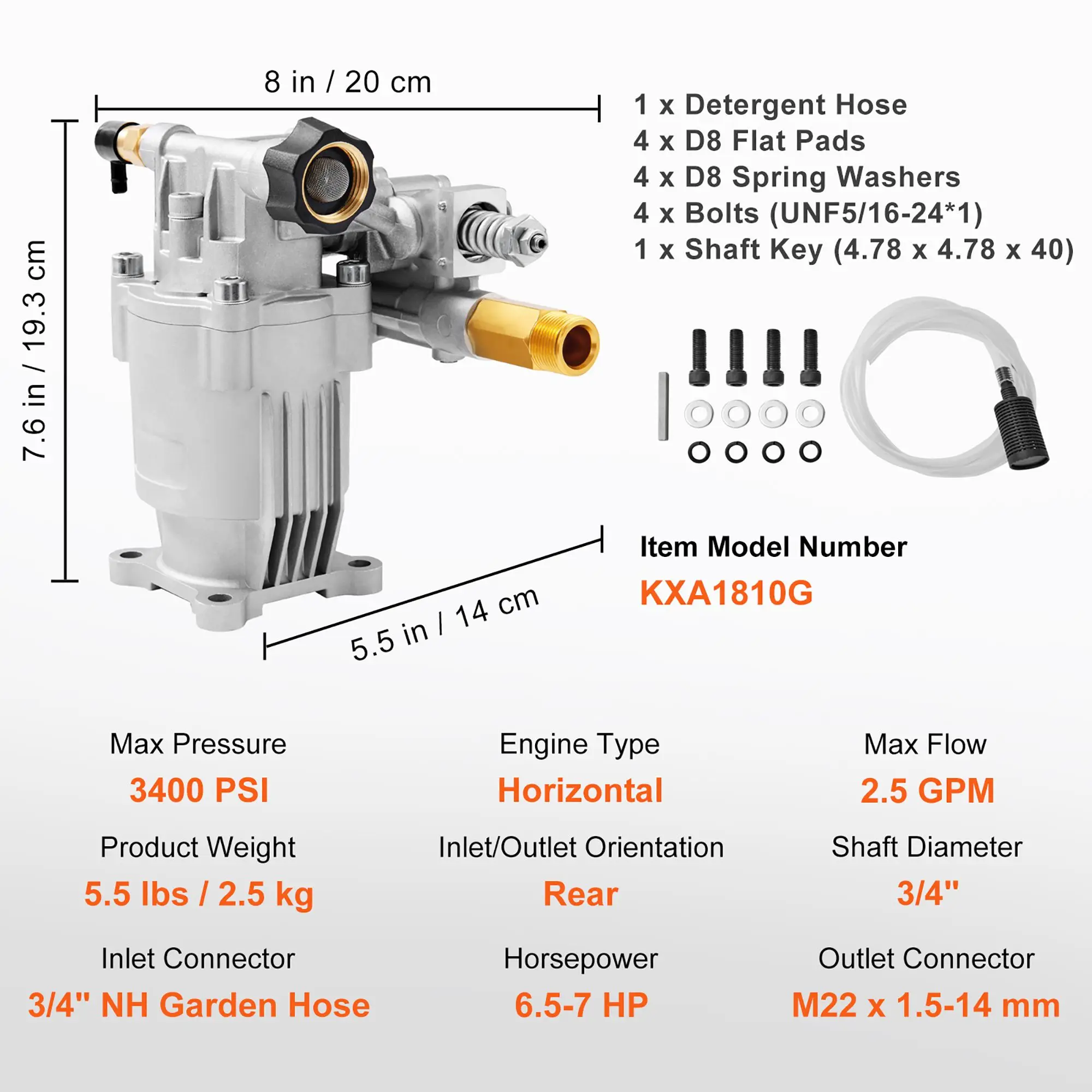 Pressure Washer Pump, 3/4
