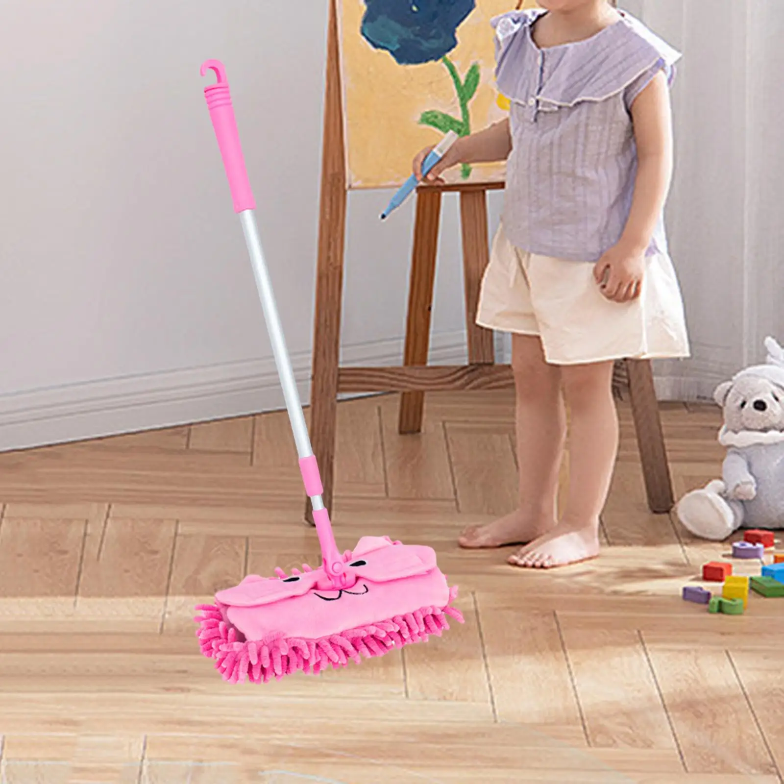 Kids Mini Mop Toy Retractable Children Housekeeping Tool for Fine Motor Skills