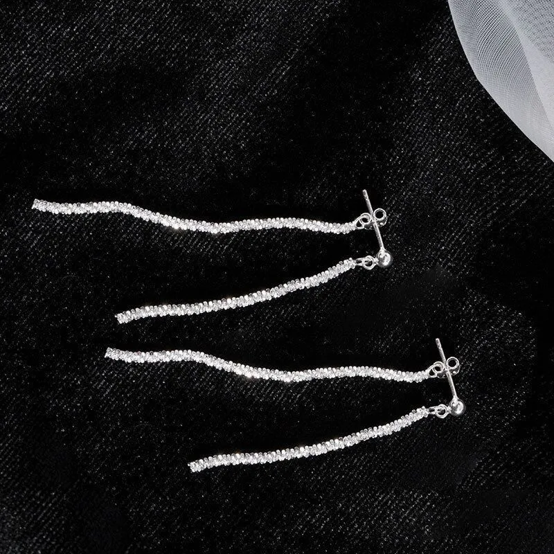 Full Moon Star Pure Silver Ear Pin Fashion New Design Elegant Flowing Fringe Stylish Exquisite High End Ear Jewelry for Women