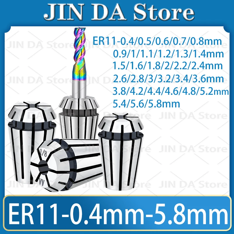 

Цанговый патрон ER11, высокоточный цилиндрический зажим ER11, размеры 0.5мм, 0.6мм, 0.7мм, 0.8мм, 0.9мм, 1.2мм, 1.6мм, 1.8мм, а также патроны ER11 4мм, 6мм, 8мм