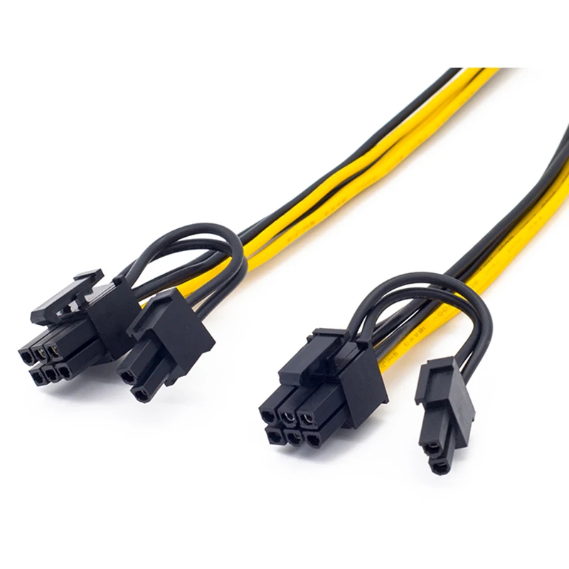 1 إلى 2 EPS وحدة المعالجة المركزية 12 فولت 8 دبوس إلى المزدوج 8 (6 + 2) دبوس بطاقة الرسومات PCI Express تمديد الطاقة مهائي كابلات كابل التعدين بطاقة 20 سنتيمتر