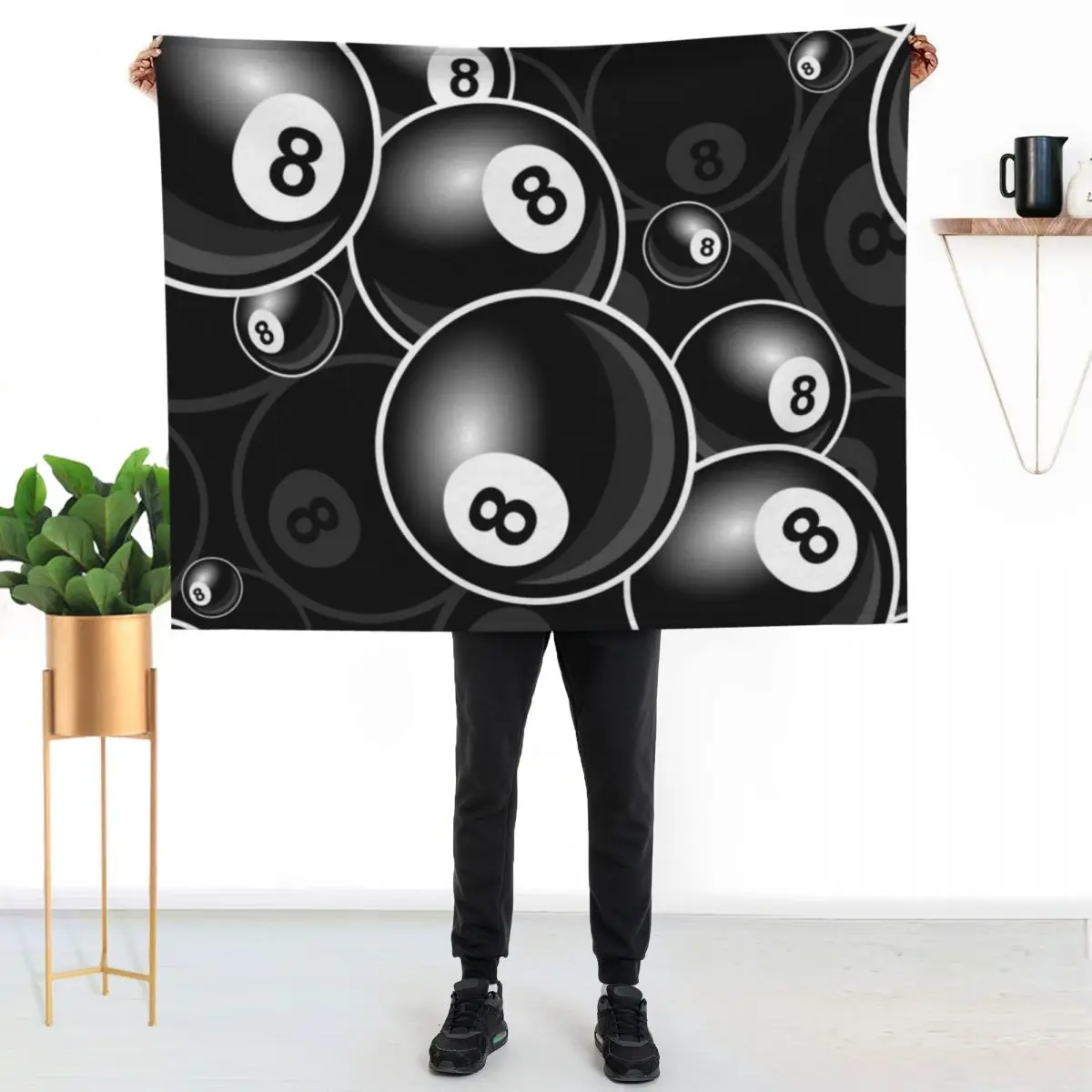 Billiards Black 8 Ball 8-Ball black and white Throw Blanket Decorative Sofas Decorative Sofa sofa bed Sofa decorative Blankets