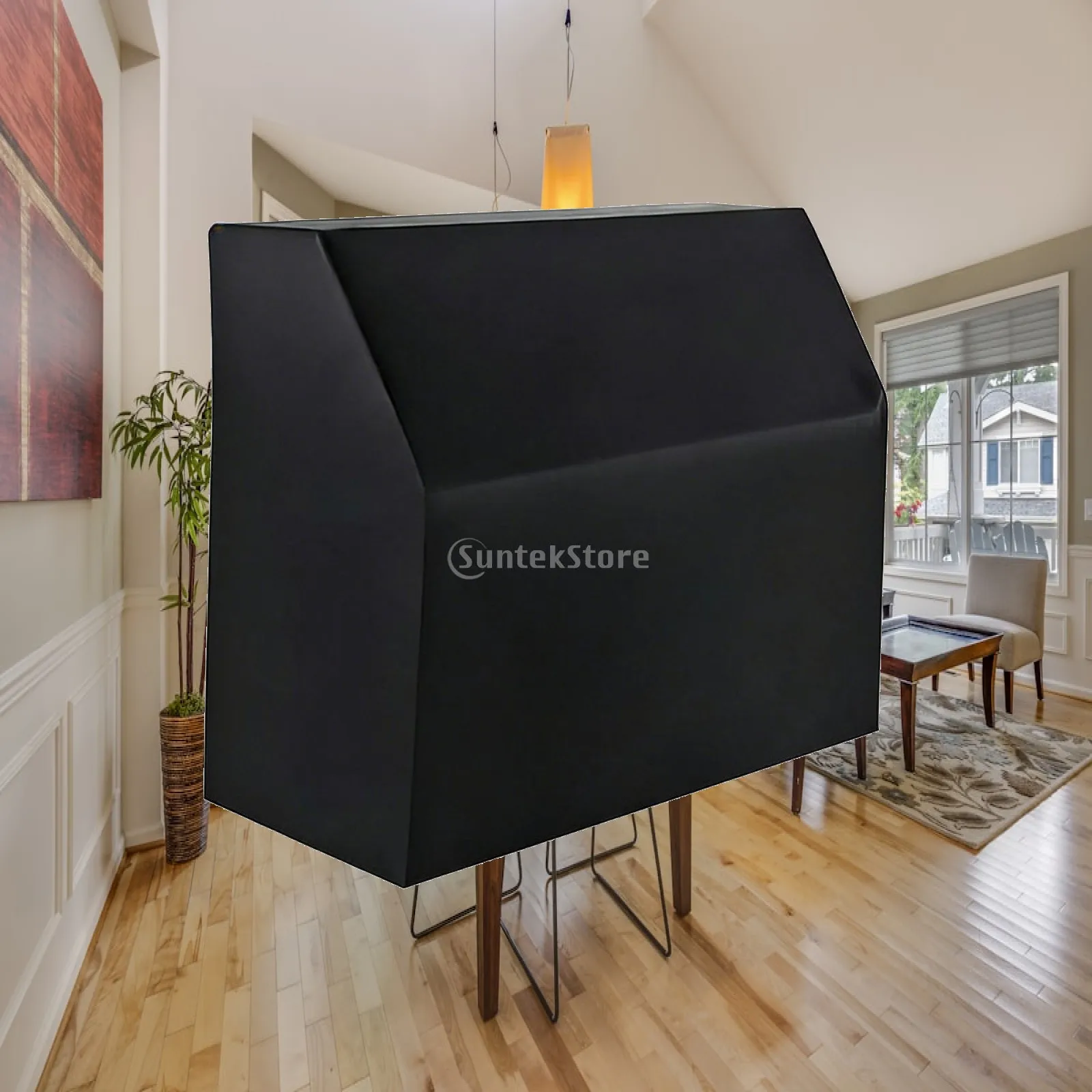 Portable Piano Dust Cover for Standard Upright Keyboard Silver Polyester Waterproof Windproof Protector with Storage Bag