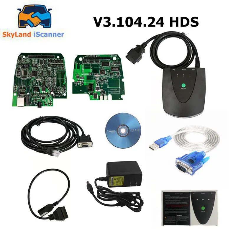 Прочный сканер Honda HDS He V3.104.24 с адаптером USB1.1 RS232 OBD2 Автомобильный диагностический инструмент Считыватели кодо...