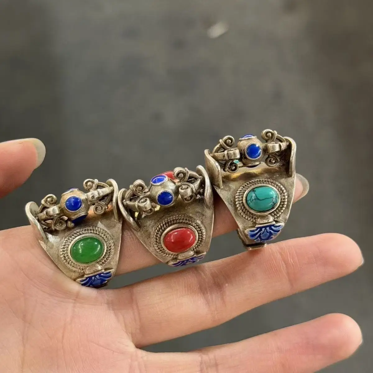 Handmade personalized ethnic retro opening ring, Ring with Removable Mouth, Exquisite Gift for Men and Women