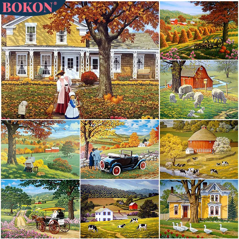 

Scenery 5D DIY Diamond Painting Nature Farm Animals Full Diamond Mosaic Diamond Embroidery Kit Rhinestone Home Art Decoration