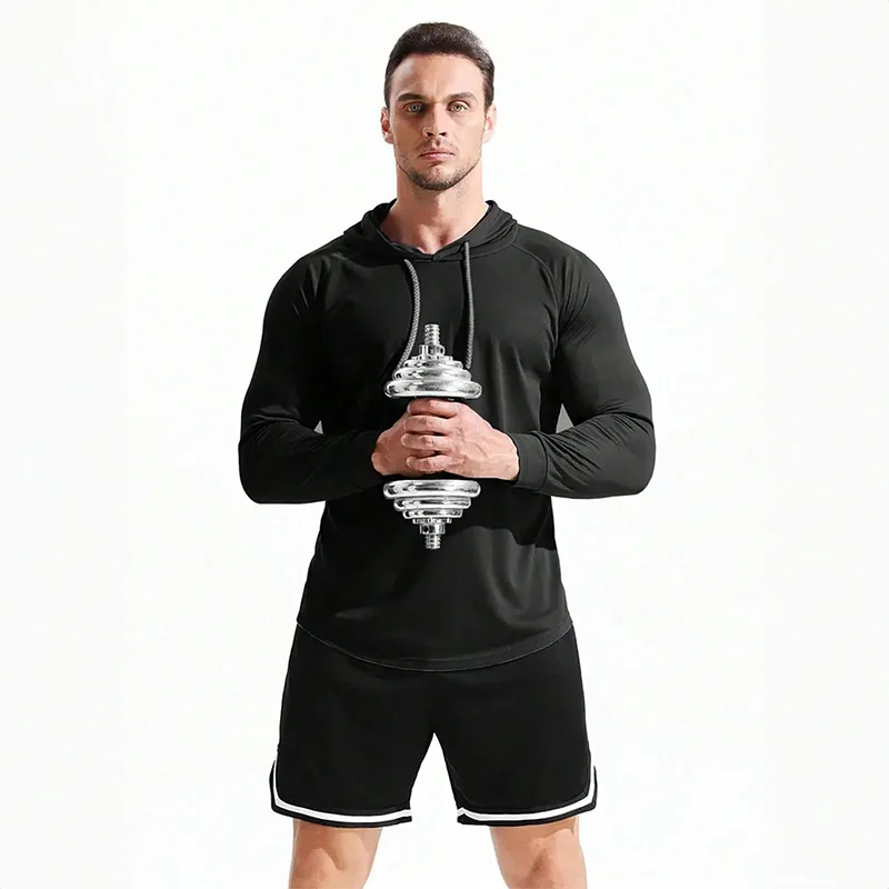 

Men's Sports Hoodie Long Sleeve T Shirt Mens Running Training Clothing Quick Dry Breathable Fitness Sports Casual Hoodie Top