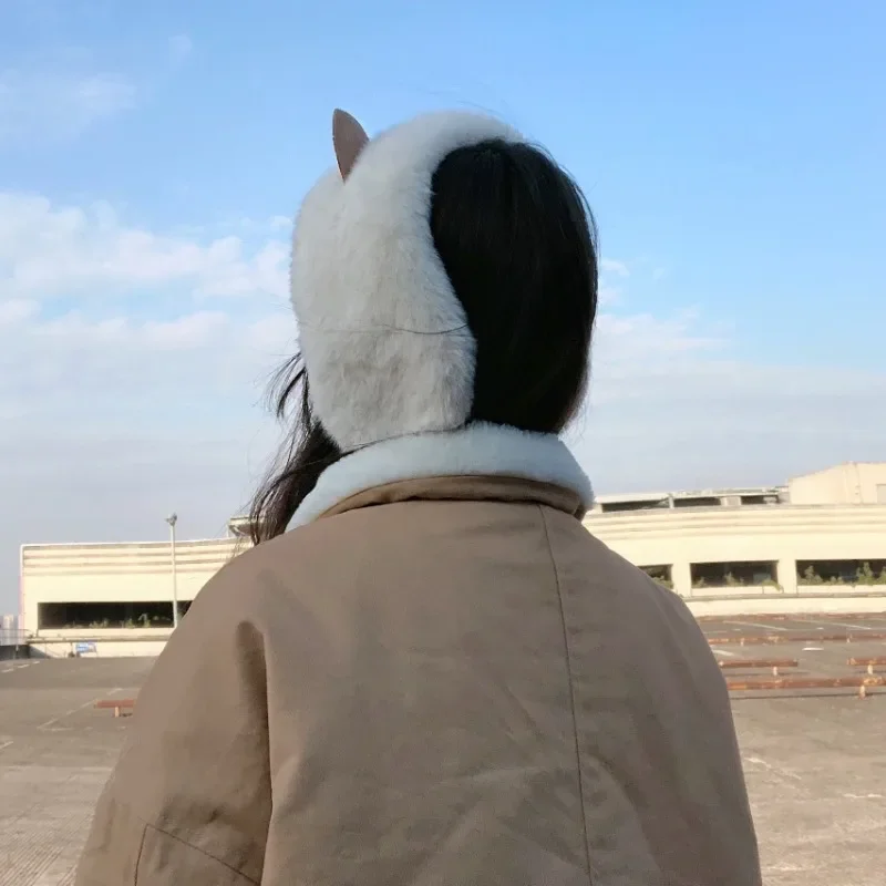 Schattige Kat Beer Oorbeschermhoed Dames Pluche Oorkappen Warme Winterbestendige Oorklep Koreaanse Dames Halsdoek Oorbedekking Voor Winter