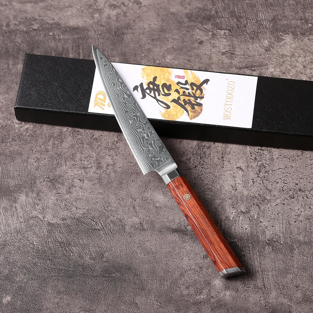 MOSTODOZO 5 inch Utility Knife Real 67 Layer Damascus Steel Super Cook Knife Pretty Peeling Knife Super Sharp Kitchen Knife