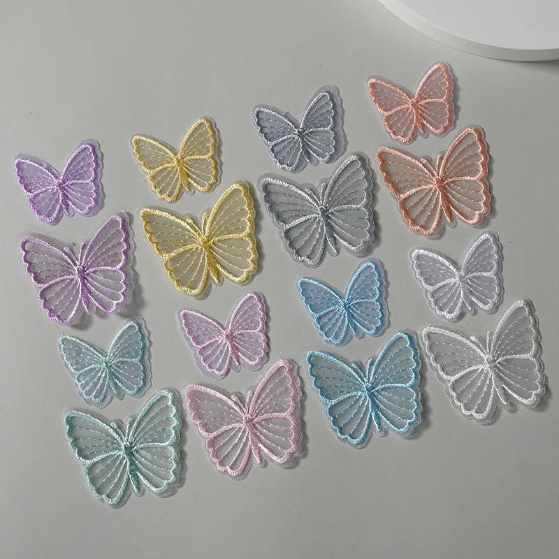 

100Pcs 4cm 5cm Exquisite Embroidered Mesh Butterfly For DIY Headwear Hair Clips Decor Clothes Hat Shoes Lace Patches Accessories