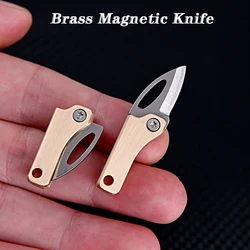 Mini Brass Folding Knife Edge Pocket Knife Camping Outdoor Self-defense Open Box Express Knife Gift Carry Key Chain Pendant