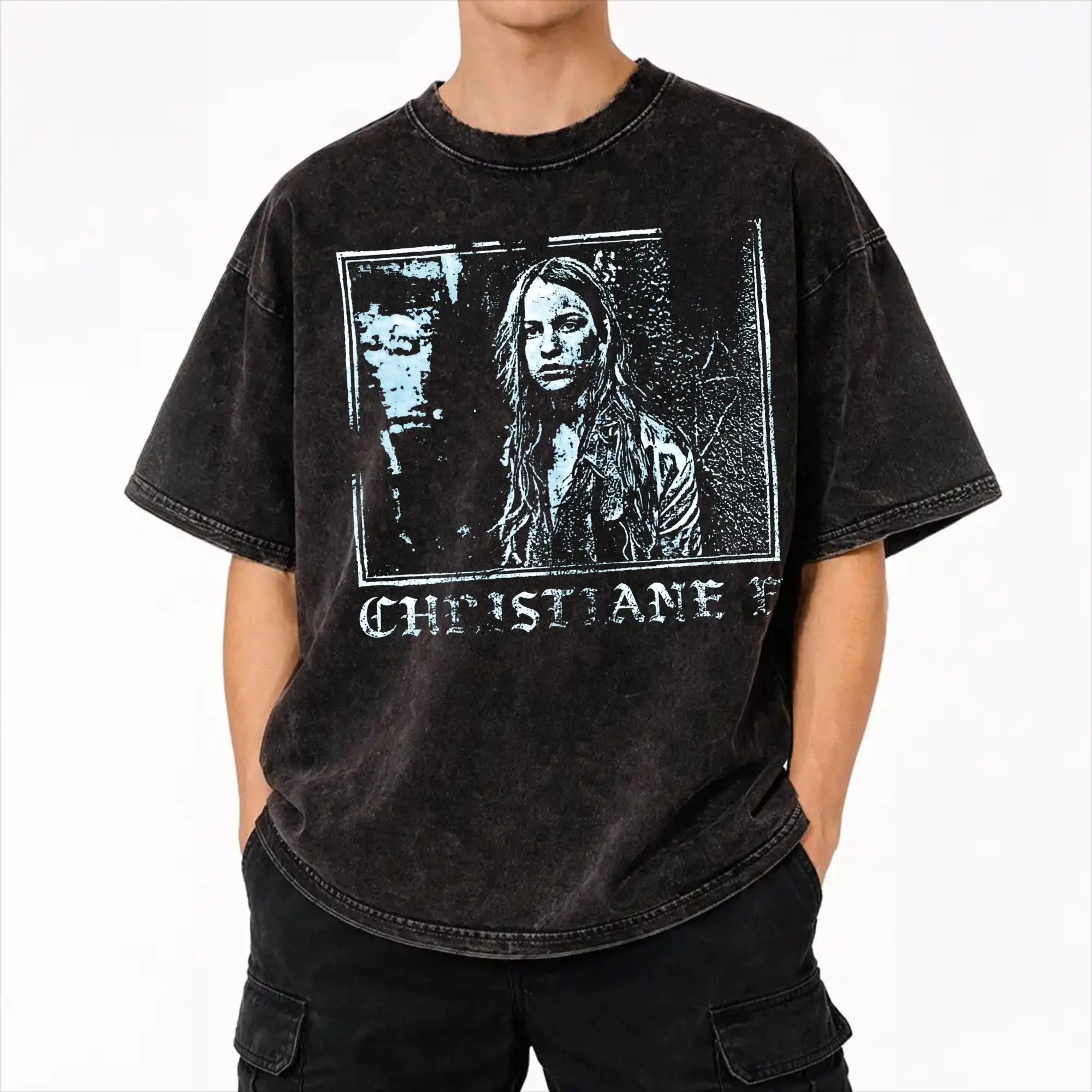 Graphic Printed Christiane F. – Wir Kinder vom Bahnhof Zoo Washed T Shirt Accessories Harajuku T-Shirts  Men Women Tee Shirt