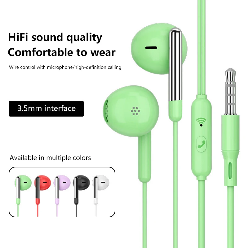 Wired Headphones Stereo 3.5MM IN-Ear Running Music Game Noise Cancel Earphone With Mic Wired Headset For Mobile Phone PC Laptop