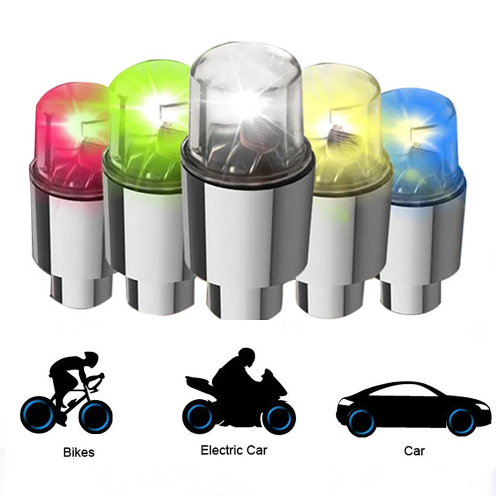 2pcs Bicycle LED Light Motorcycle Car Wheel Tire Valve Caps Cycling Lantern Spoke Hub Flash Tyre Night Lamp MTB Bike Accessories