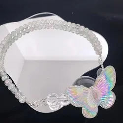 2 in 1 Sex Games Mouth Gag Pearl Crystal Butterfly Necklace BDSM Open Mouth Bite Gag Oral Fixation Bondage Sex Toys for Adult