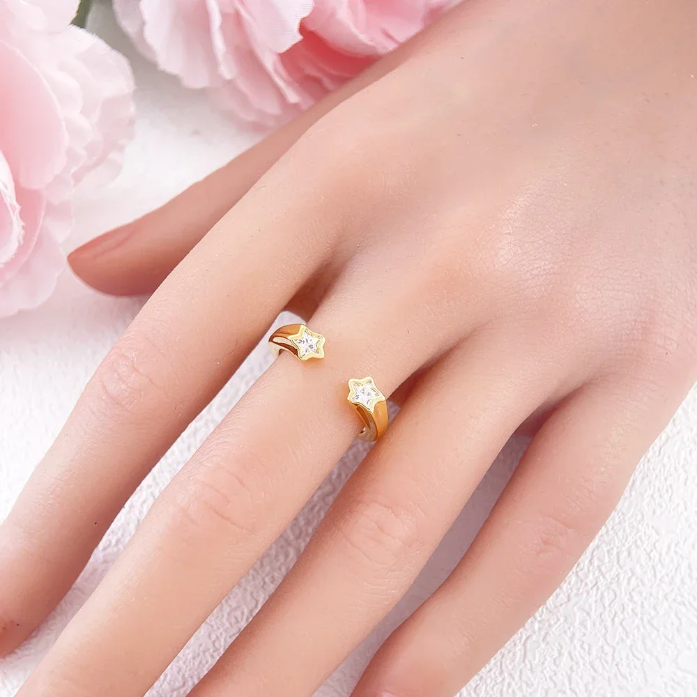 Original 925 Sterling Silver Two-color Sparkling Shooting Star Open Ring for Women High-end Boutique High-end Jewelry Gift