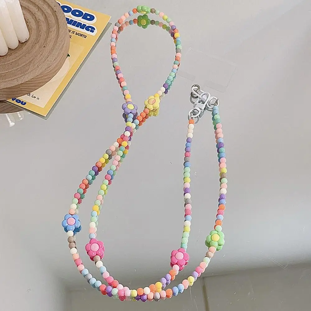 

Crossbody Mobile Phone Lanyard Crossbody Cellphone Lanyard Colored Irregular Mobile Phone Beaded Long Chain Sweet Cute