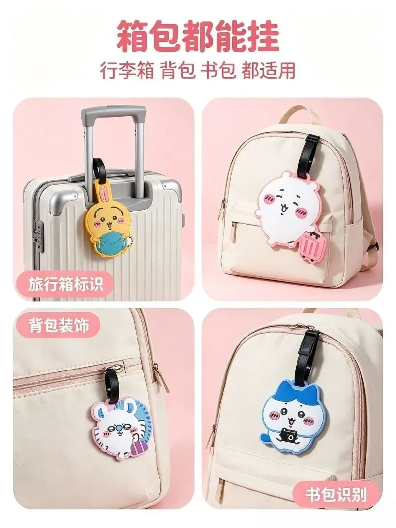 Anime Chiikawa Momonga Luggage Tag Soft Silicone Material Soft Thick Wear Resistant Anti Lost for Checked Suitcase and Bag Charm