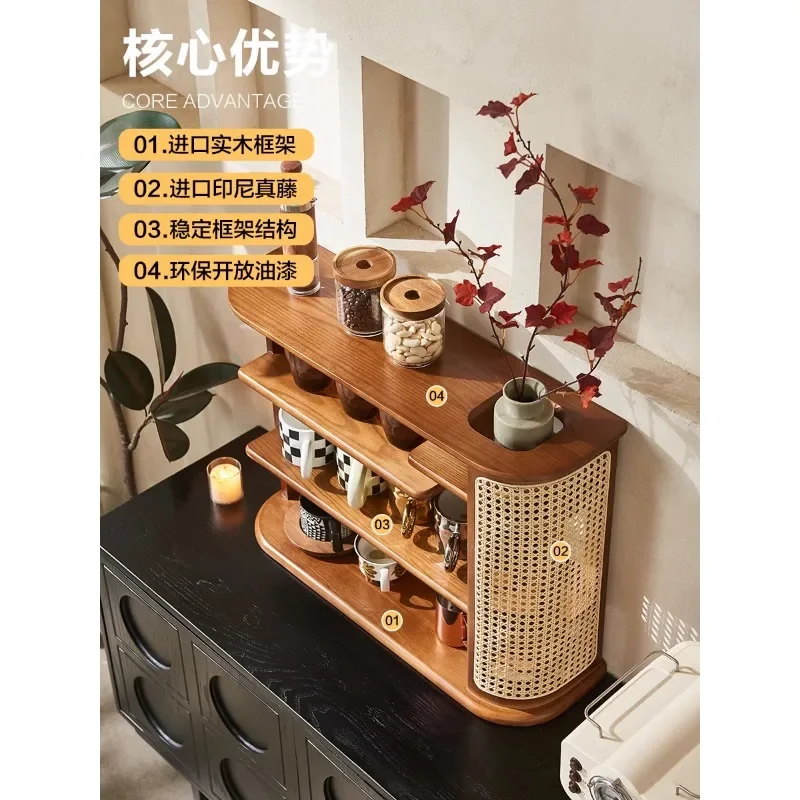 Massivholz Retro Rattan Rack Desktop Lagerregal Tee Haustier Teetisch Display Rack Kaffeetasse Kung Fu Teetasse