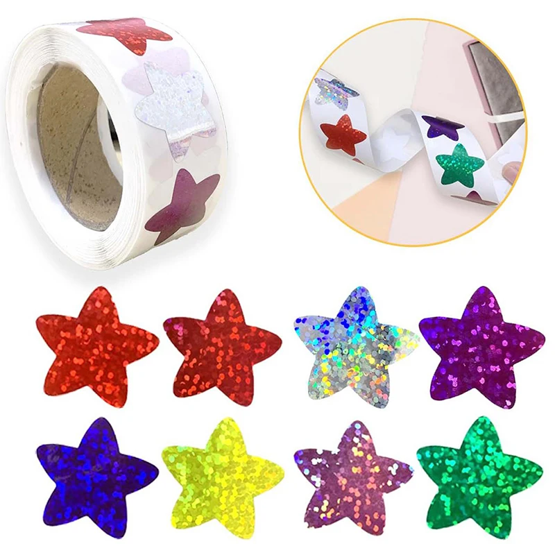 500PCS/Roll Colorful Star Stickers For Kids Reward School Classroom Adhesive Star Stickers For Teachers Parents DIY Craft