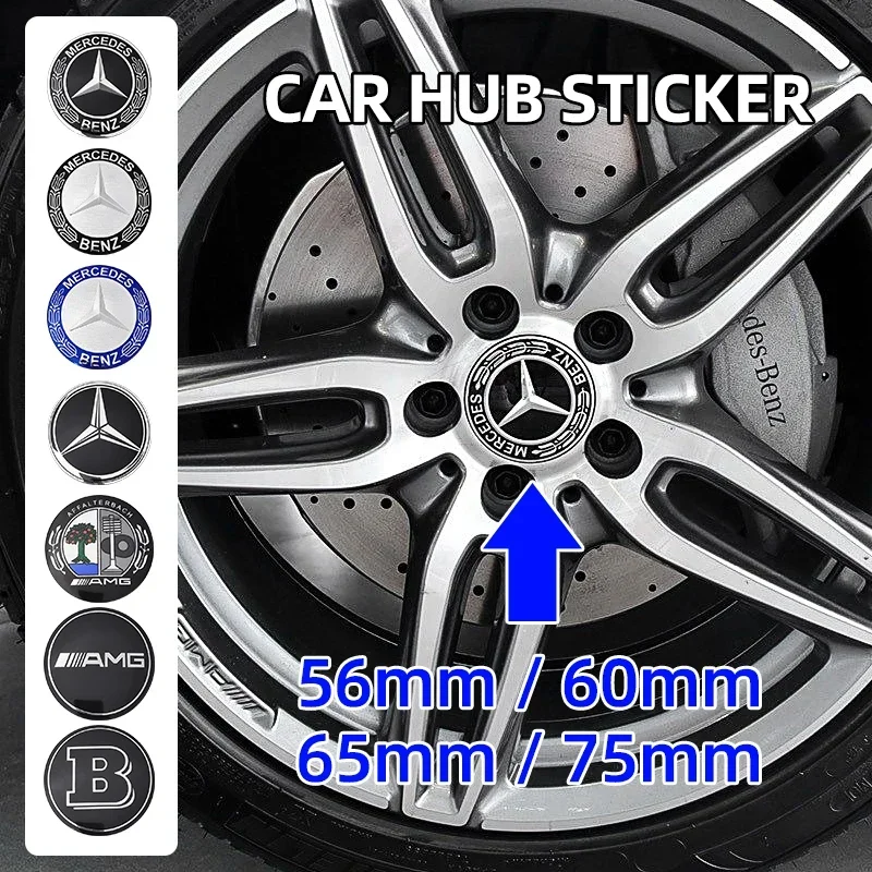 

56mm 60mm 65mm 75mm Car Wheel Center Hub Caps Covers Sticker For Mercedes Benz A C E GLC GLA Class W177 W212 W213 X156 W166 X247