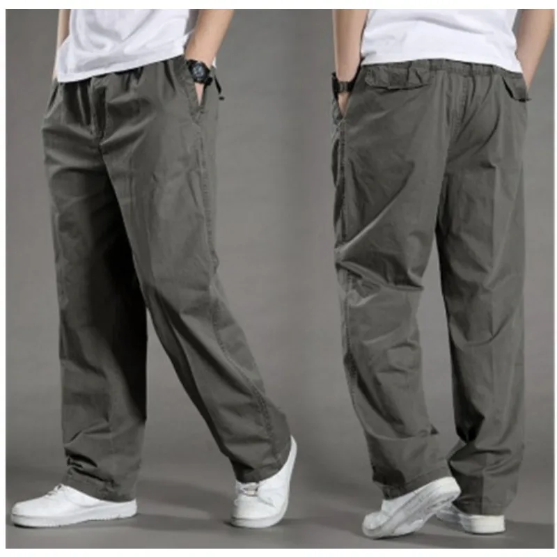 

Spring Autumn Thin Mens Casual Pants Mens Casual Loose Solid Large Size Cargo Pants Ootdoor Hiking Mountaineering Trousers M-6XL