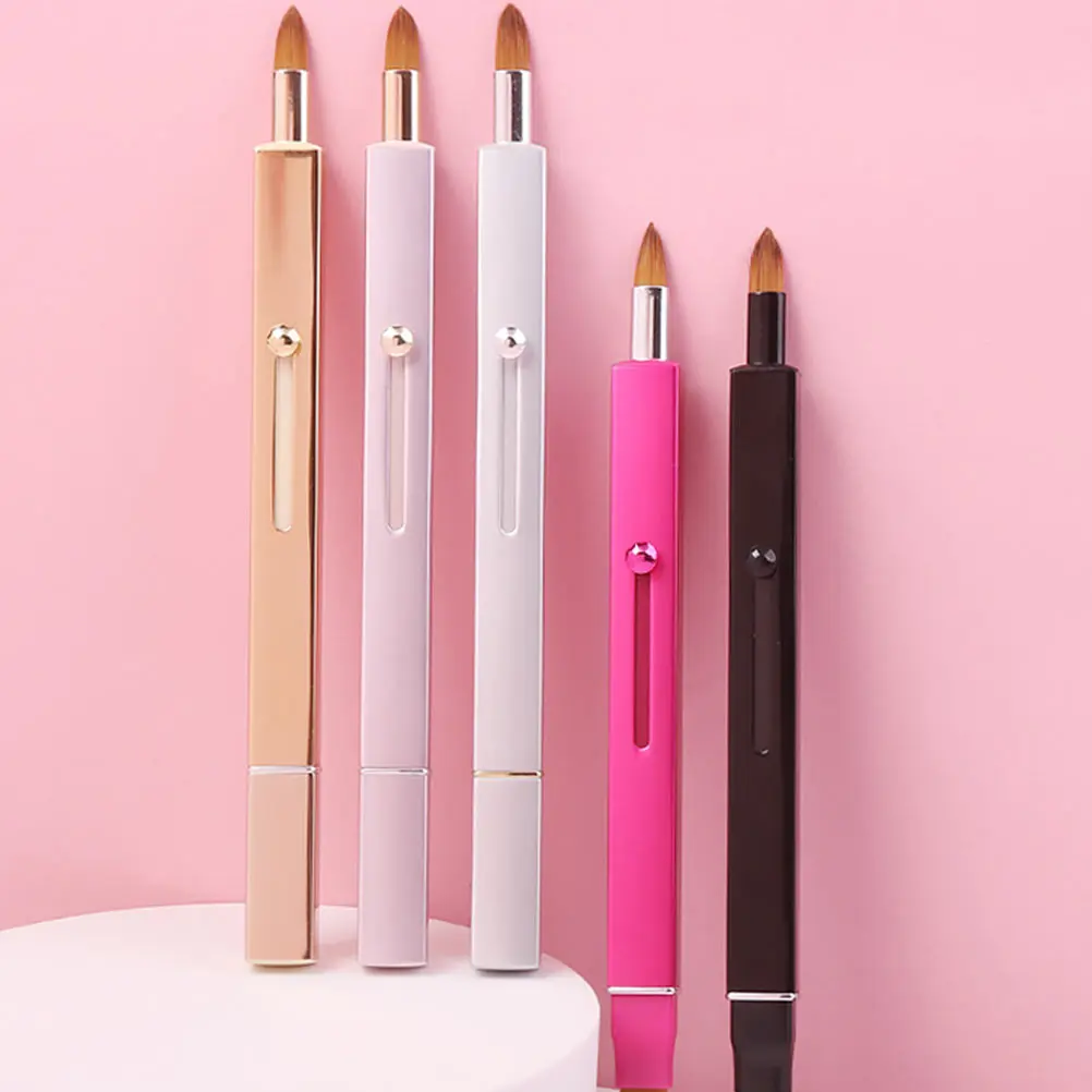 

1pc Double Headed Smudge Concealer Brush Multifunctional Makeup Tool For Lip Gloss Eyeliner Foundation Aluminum Handle Synthetic