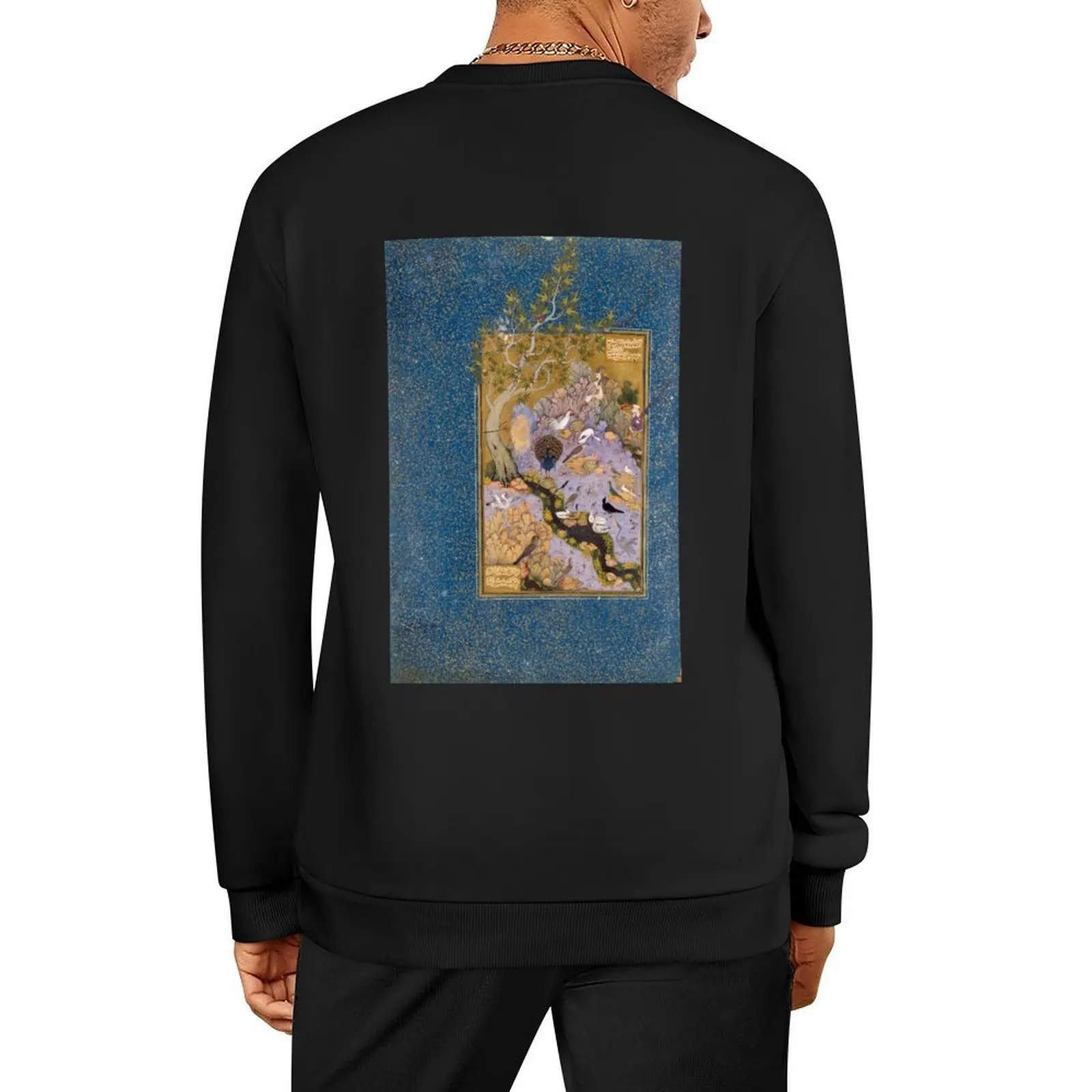 

Persian miniature with hunting scene. Pullover men's autumn clothes autumn clothes male clothes men sweatshirt