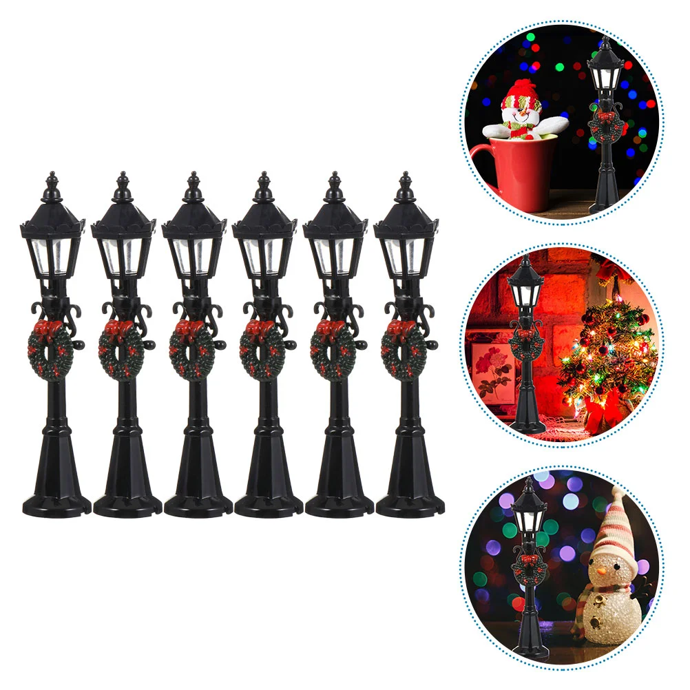 6 Pcs Miniature Landscape Ornament Street Light Model Small Lamp Decor Decorate