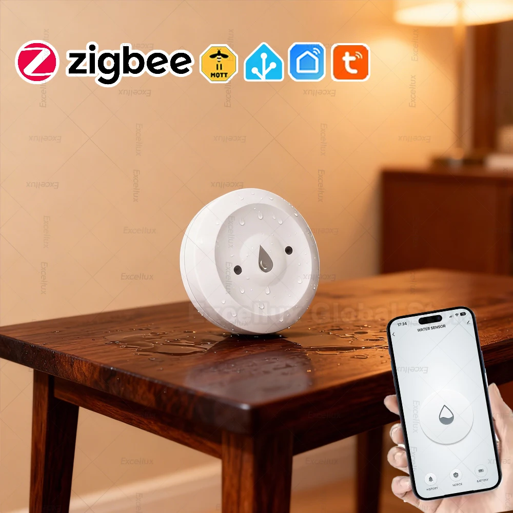 

Zigbee Water Leak Detector Water Flood Sensor APP Remote Monitoring Smart Home Security Automation Works With Zigbee Gateway Z2M