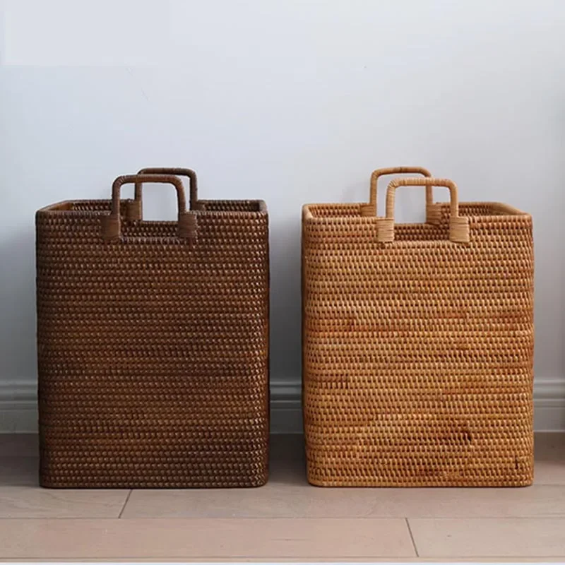 Vietnam Rattan Laundry Basket  EcoFriendly Dirty Clothes Storage with Lid, Wicker Basket Lined Organizer, Bathroom Solution