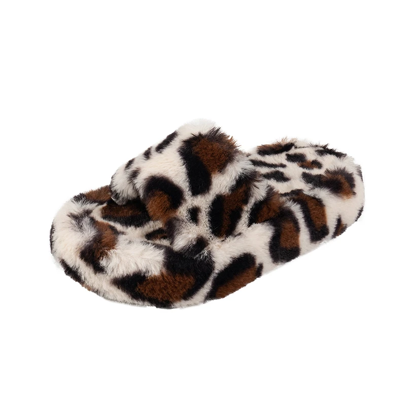 2025 Winter New Children's Shoes Plush Slippers Leopard Pattern Fashion Warm Shoes Indoor Korean Girls' Casual Slippers view 5